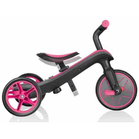 Triciclo Evolutivo per Bambini 4 in 1 Nero Rosa Neon Regolabile