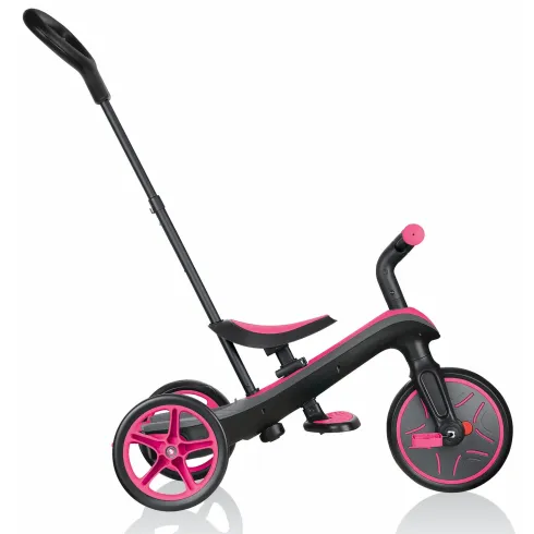 Triciclo Evolutivo per Bambini 4 in 1 Nero Rosa Neon Regolabile