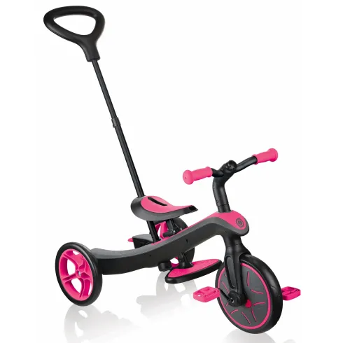 Triciclo Evolutivo per Bambini 4 in 1 Nero Rosa Neon Regolabile