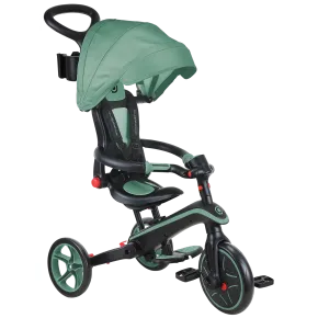 Triciclo Pieghevole 4 in 1 per Bambini Verde Oliva con Ruote EVA