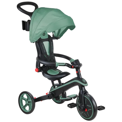 Triciclo Pieghevole 4 in 1 per Bambini Verde Oliva con Ruote EVA