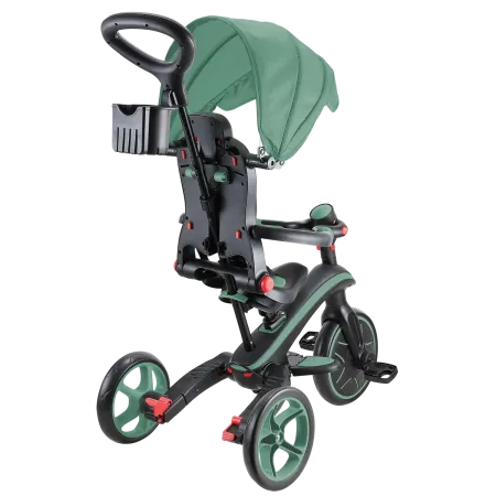 Triciclo Pieghevole 4 in 1 per Bambini Verde Oliva con Ruote EVA