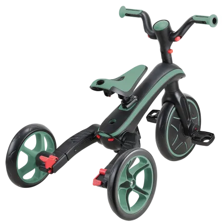 Triciclo Pieghevole 4 in 1 per Bambini Verde Oliva con Ruote EVA
