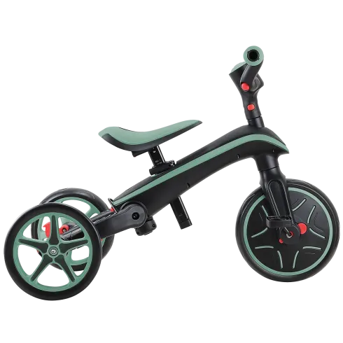 Triciclo Pieghevole 4 in 1 per Bambini Verde Oliva con Ruote EVA