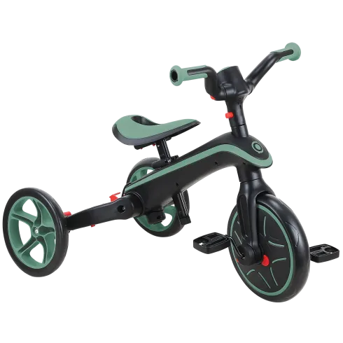 Triciclo Pieghevole 4 in 1 per Bambini Verde Oliva con Ruote EVA