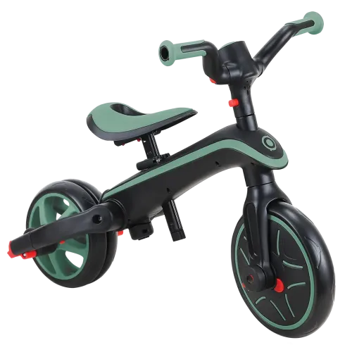 Triciclo Pieghevole 4 in 1 per Bambini Verde Oliva con Ruote EVA