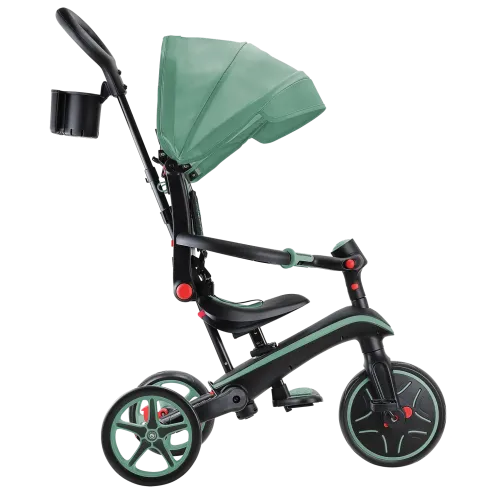 Triciclo Pieghevole 4 in 1 per Bambini Verde Oliva con Ruote EVA