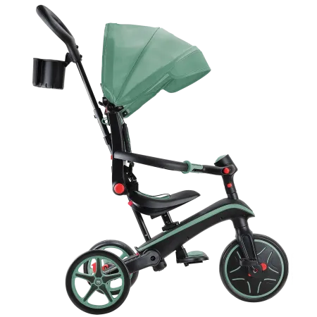 Triciclo Pieghevole 4 in 1 per Bambini Verde Oliva con Ruote EVA