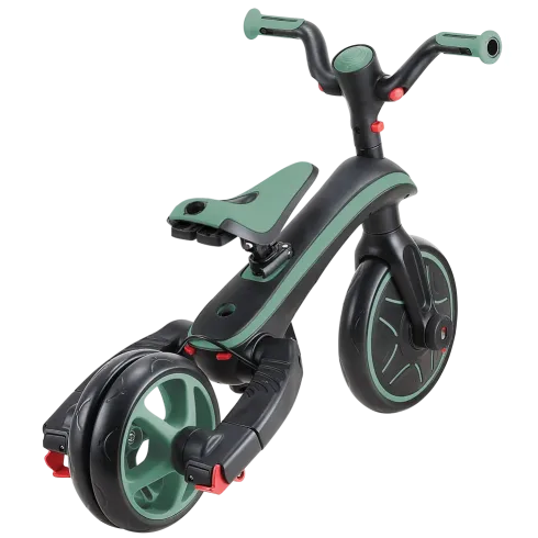 Triciclo Pieghevole 4 in 1 per Bambini Verde Oliva con Ruote EVA