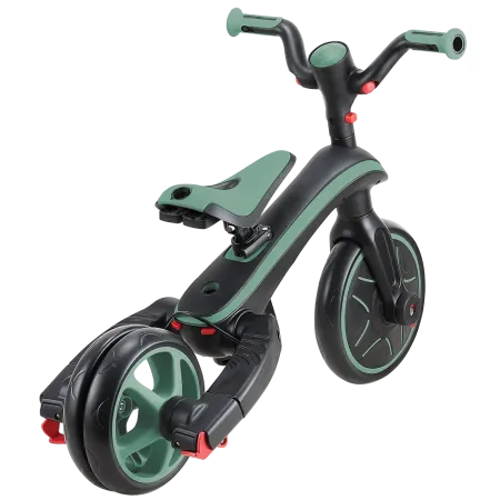 Triciclo Pieghevole 4 in 1 per Bambini Verde Oliva con Ruote EVA