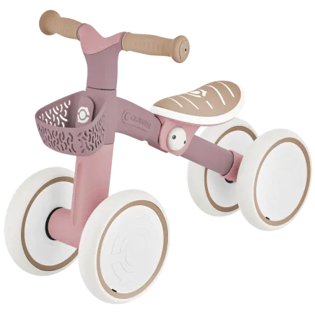 Triciclo Cavalcabile Rosa Ergonomico Ecologico Cestino per Equilibrio