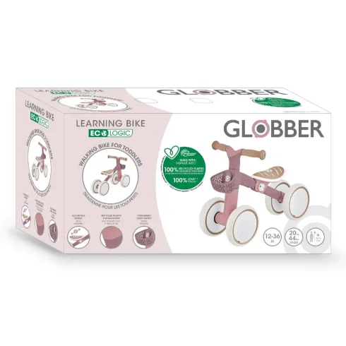 Triciclo Cavalcabile Rosa Ergonomico Ecologico Cestino per Equilibrio