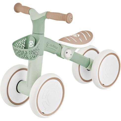 Triciclo Cavalcabile Verde Ergonomico Ecologico Cestino per Equilibrio