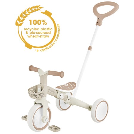 Triciclo Evolutivo per Bambini 3 in 1 Beige Regolabile Ecologico