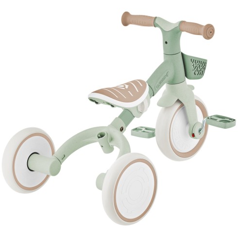 Triciclo Evolutivo per Bambini 3 in 1 Verde Salvia Regolabile Ecologico