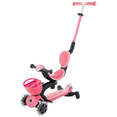 Monopattino Evolutivo per Bambini 3 in 1 Rosa con Luci LED 50kg