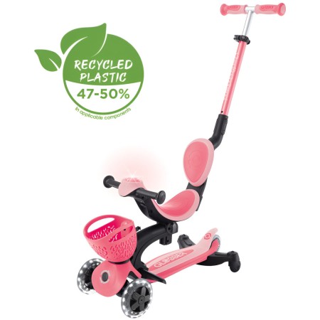 Monopattino Evolutivo per Bambini 3 in 1 Rosa con Luci LED 50kg