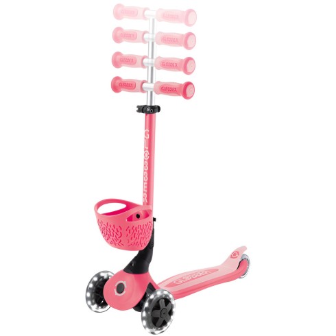 Monopattino Evolutivo per Bambini 3 in 1 Rosa con Luci LED 50kg