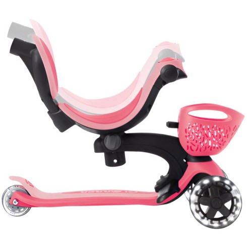 Monopattino Evolutivo per Bambini 3 in 1 Rosa con Luci LED 50kg