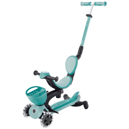 Monopattino Evolutivo per Bambini 3 in 1 Verde Menta con Luci LED 50kg