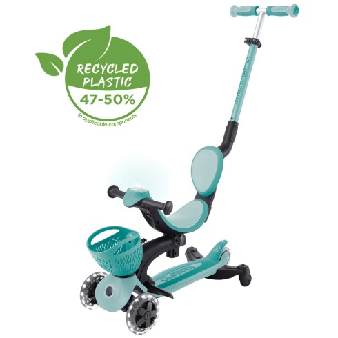 Monopattino Evolutivo per Bambini 3 in 1 Verde Menta con Luci LED 50kg
