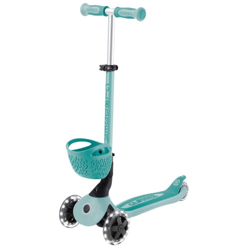 Monopattino Evolutivo per Bambini 3 in 1 Verde Menta con Luci LED 50kg