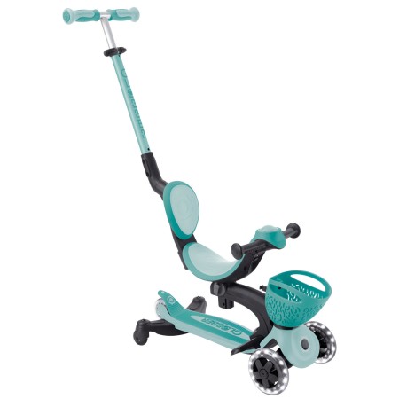Monopattino Evolutivo per Bambini 3 in 1 Verde Menta con Luci LED 50kg