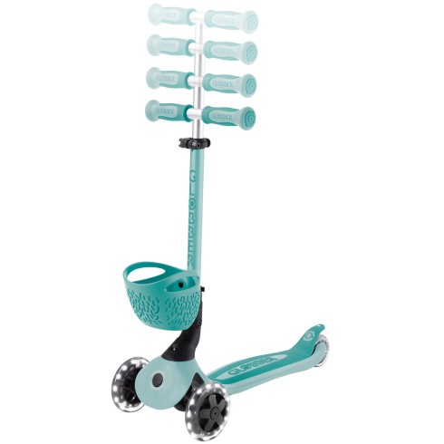 Monopattino Evolutivo per Bambini 3 in 1 Verde Menta con Luci LED 50kg