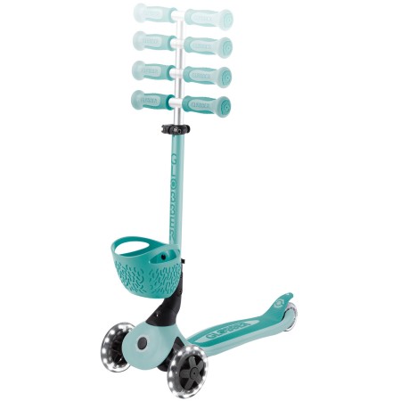 Monopattino Evolutivo per Bambini 3 in 1 Verde Menta con Luci LED 50kg
