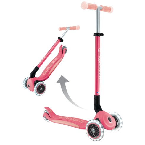 Monopattino per Bambini a 3 Ruote Rosa Pastello Ruote LED Regolabile