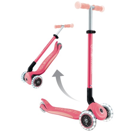 Monopattino per Bambini a 3 Ruote Rosa Pastello Ruote LED Regolabile
