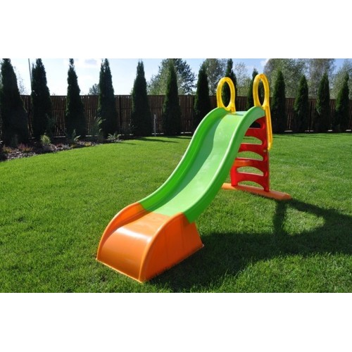 Scivolo Lungo 180cm Plastica Scaletta 5 Gradini h 110cm Innesto Acqua Giardino
