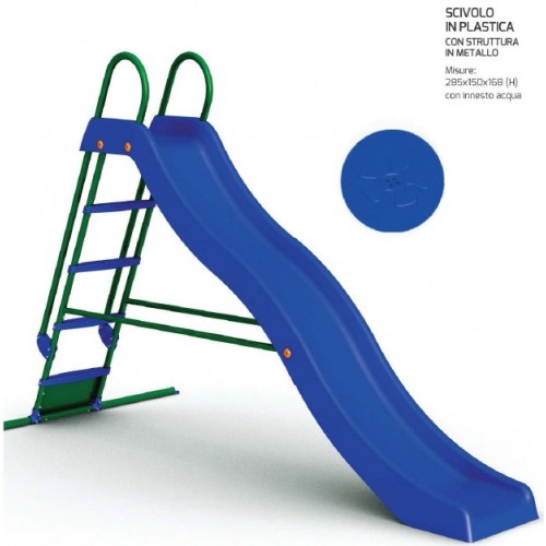 Scivolo da Giardino 285 cm per Bambini in Plastica Scaletta Bimbi Grande Acqua