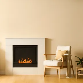 Camino a Bioetanolo 1,8L da Soggiorno 3,4 kW in Legno Bianco Venato 2