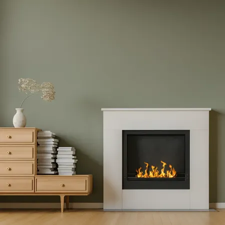 Camino a Bioetanolo 1,8L da Soggiorno 3,4 kW in Legno Bianco Venato