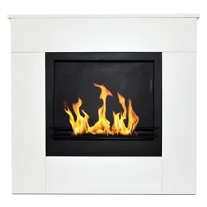 Camino a Bioetanolo 1,8L da Soggiorno 3,4 kW in Legno Bianco Venato
