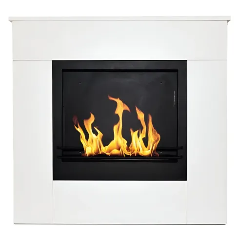 Camino a Bioetanolo 1,8L da Soggiorno 3,4 kW in Legno Bianco Venato