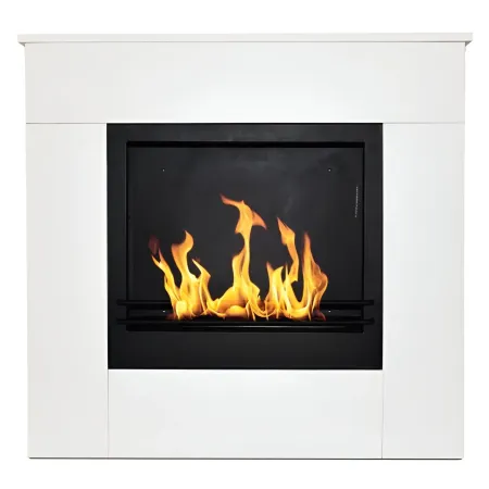 Camino a Bioetanolo 1,8L da Soggiorno 3,4 kW in Legno Bianco Venato