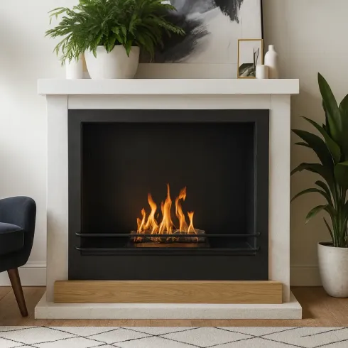 Camino a Bioetanolo 3,4 kW da Soggiorno 1,2L in Legno MDF Bianco