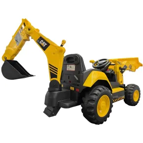 Trattore Escavatore Elettrico per Bambini 12V Giallo Caterpillar Telecomando