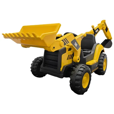Trattore Escavatore Elettrico per Bambini 12V Giallo Caterpillar Telecomando