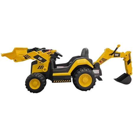 Trattore Escavatore Elettrico per Bambini 12V Giallo Caterpillar Telecomando