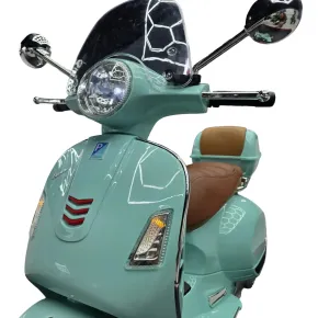 Scooter Elettrico per Bambini Vespa GT 12V Verde Sedile in Pelle Luci 2