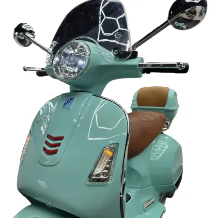 Scooter Elettrico per Bambini Vespa GT 12V Verde Sedile in Pelle Luci