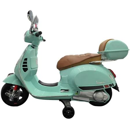 Scooter Elettrico per Bambini Vespa GT 12V Verde Sedile in Pelle Luci