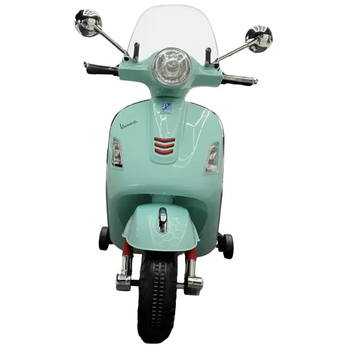Scooter Elettrico per Bambini Vespa GT 12V Verde Sedile in Pelle Luci
