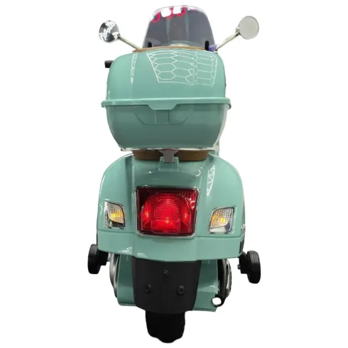 Scooter Elettrico per Bambini Vespa GT 12V Verde Sedile in Pelle Luci