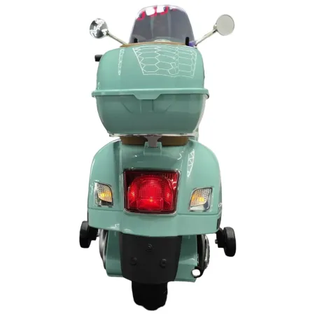 Scooter Elettrico per Bambini Vespa GT 12V Verde Sedile in Pelle Luci