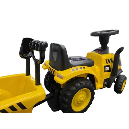 Trattore Caterpillar Cavalcabile per Bambini Giallo con Rimorchio