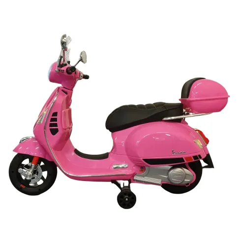 Scooter Elettrico per Bambini Vespa GT 12V Rosa Sedile in Pelle Luci